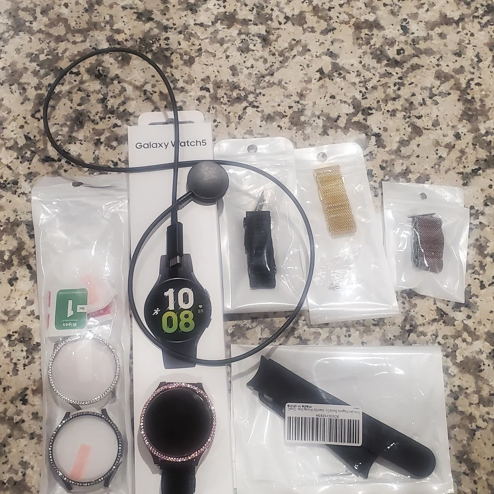 Samsung Galaxy Watch5 44mm with Black and Gold Accessories